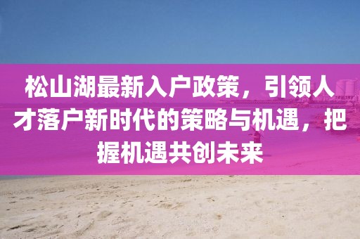 松山湖最新入戶政策，引領(lǐng)人才落戶新時代的策略與機遇，把握機遇共創(chuàng)未來