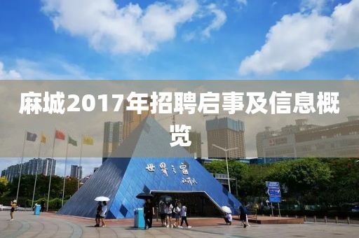 麻城2017年招聘啟事及信息概覽